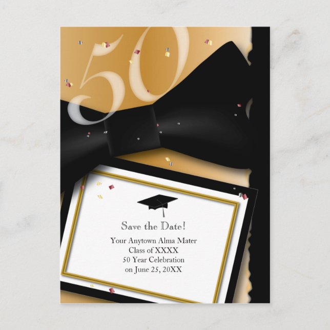 Customizable 50 Year Class Reunion Save the Date Announcement Postcard (Front)