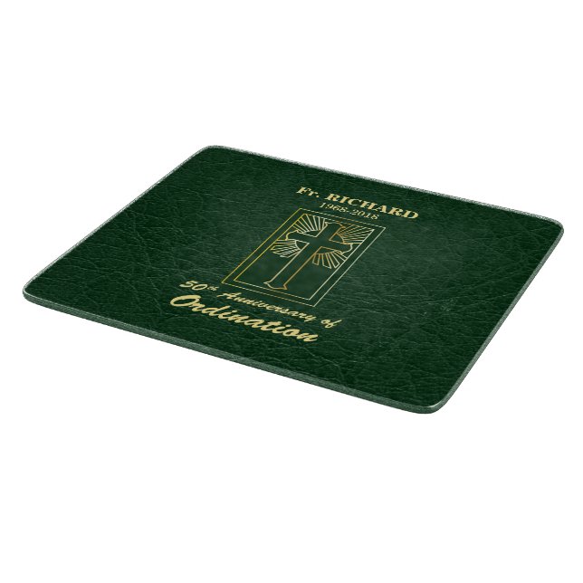 Customizable 50th Anniversary of Ordination Green Cutting Board (Corner)