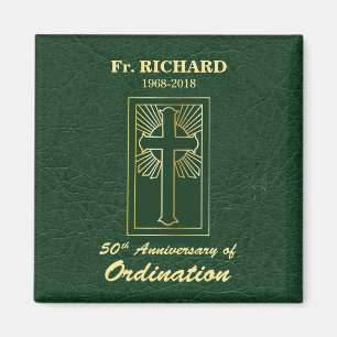 Customizable 50th Anniversary of Ordination Green Magnet