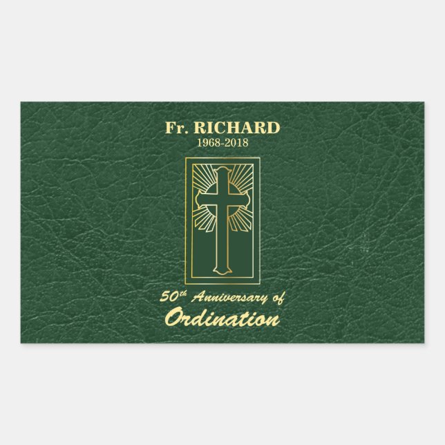 Customizable 50th Anniversary of Ordination Green Sticker (Front)