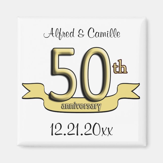 Customizable 50th Anniversary Party Favour Magnet (Front)