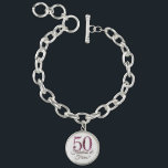 Customizable 50th Birthday Fabulous & Fierce Charm Bracelet<br><div class="desc">A beautiful token for a 50th Birthday milestone gift for a fabulous & fierce person in your life! Fun and girly zebra animal print pattern adorns the number 50. PLEASE EMAIL ME IF YOU WANT A DIFFERENT COLOR and/or PATTERN for "50".</div>
