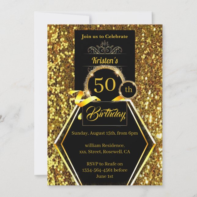 Customizable 50th birthday Invitation (Front)