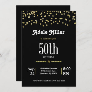 Customizable 50th Birthday with Glittering Gold Invitation