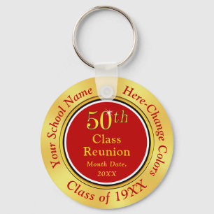 Customizable 50th Class Reunion Keychains, Gold Keychain