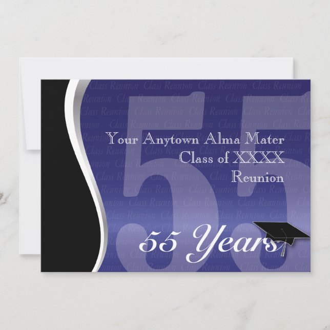 Customizable 55 Year Class Reunion Invitation (Front)