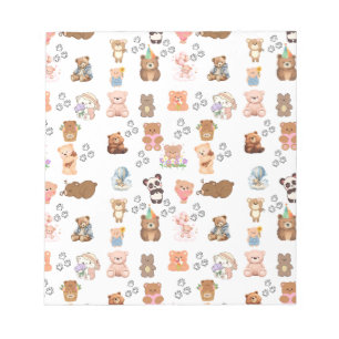 Customizable 5.5" x 6" Notepad Bear Pattern with 