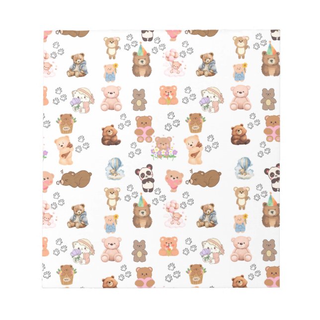 Customizable 5.5" x 6" Notepad Bear Pattern with  (Front)