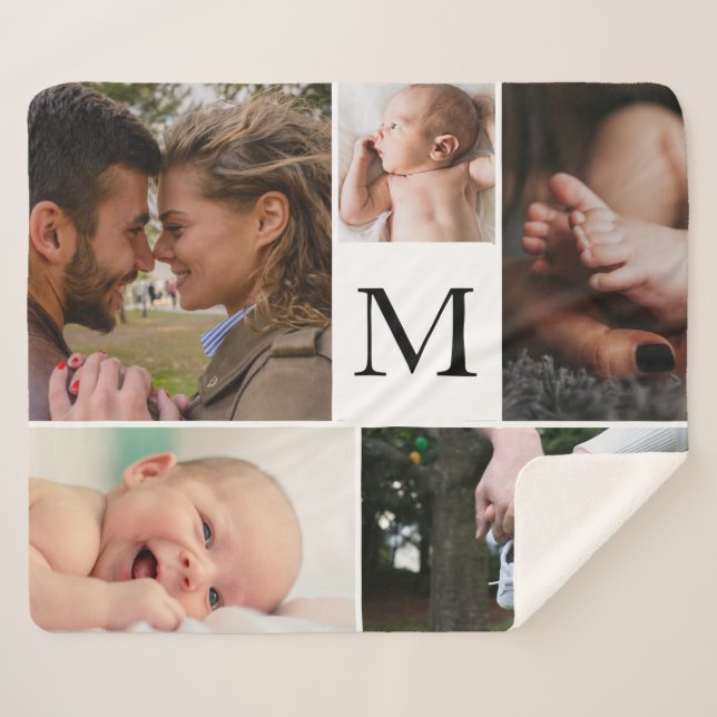 Customizable 5-Photo Collage Sherpa Blanket (Front (Horizontal))