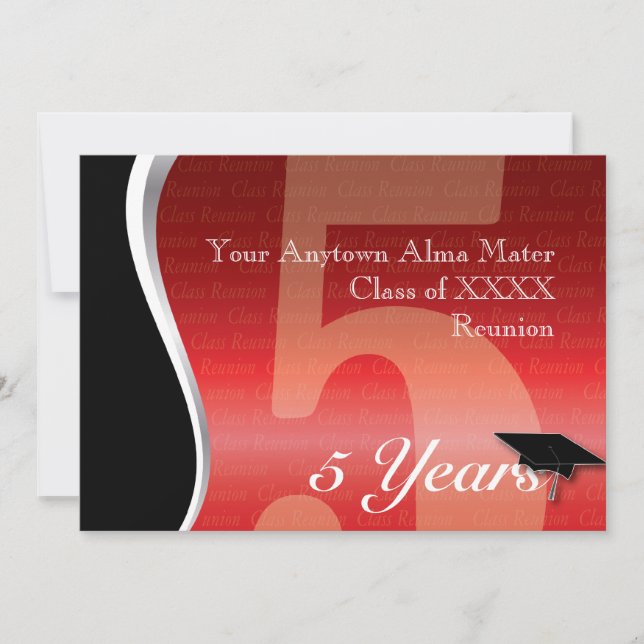 Customizable 5 Year Class Reunion Invitation (Front)
