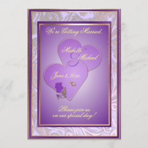 Customizable 5X7 Ornate Purple Wedding Invitation