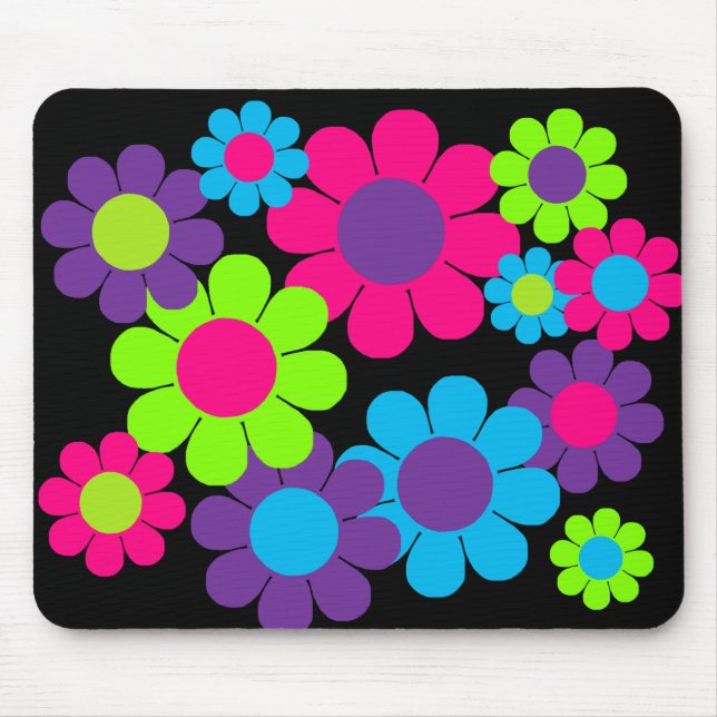 Customizable 60s Flower Power Mouse Pad (Front)