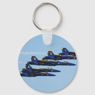 Customizable 6 Blue Angels Soaring in Sky Keychain