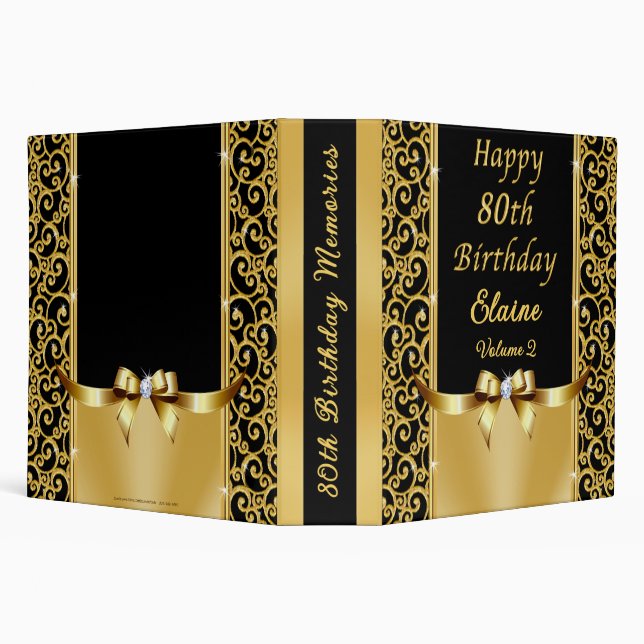 Customizable, 80th Birthday Photo Album, Volume 2, Binder (Background)