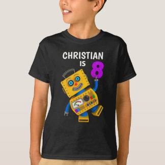 Customizable 8th Birthday Robot 8 Years T-Shirt