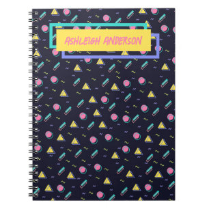 Customizable - 90s Retro Arcade Geometric Pattern Notebook