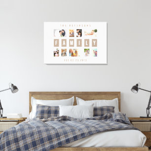 Customizable 9 Photo Family Modern Collage Wall Canvas Print