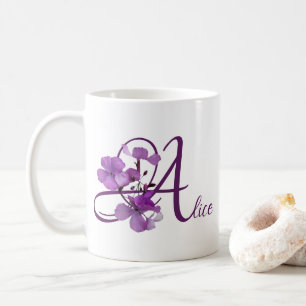 Customizable A monogram purple wild flowers classy Coffee Mug