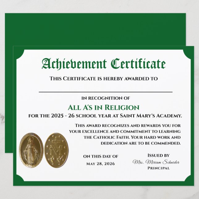 Customizable Achievement Certificate (Front/Back)