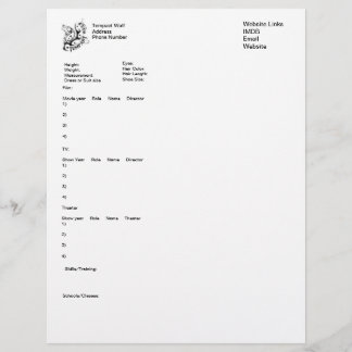 Customizable Acting Resume Template Letterhead