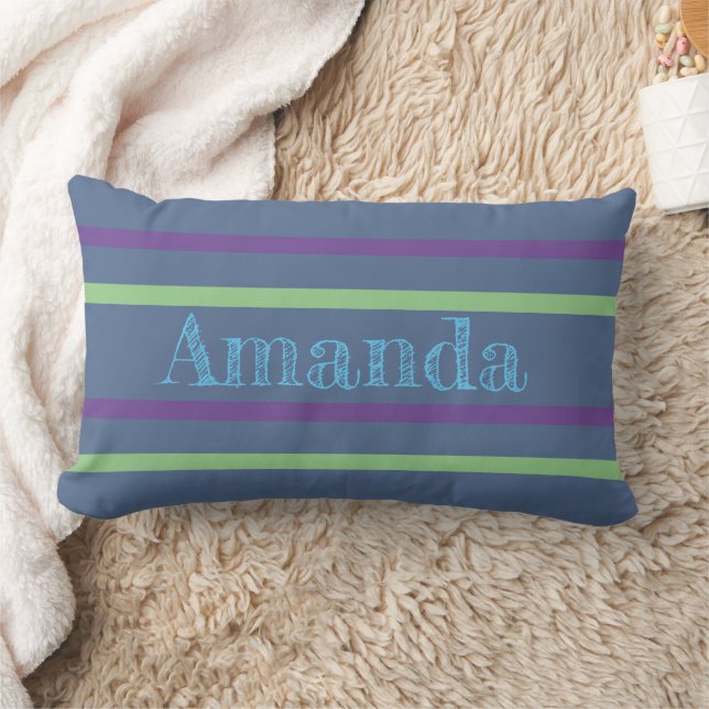 CUSTOMIZABLE/ ADD A NAME/ STRIPES LUMBAR Thro Pillow (Blanket)