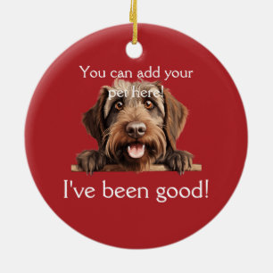 Customizable (add your pet) Waiting for Santa Dogs Ceramic Ornament