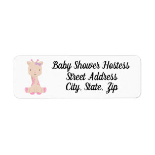 Customizable address label for baby girl shower