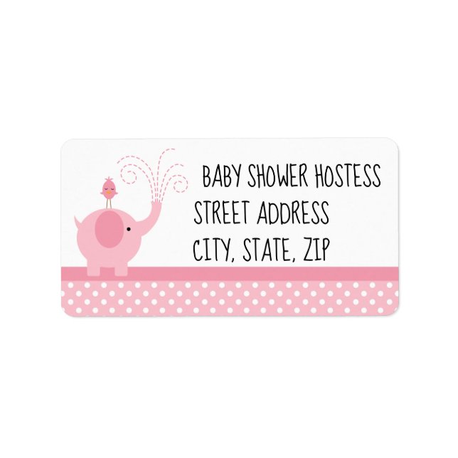 Customizable address label for baby girl shower (Front)