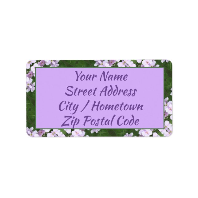 Customizable Address Label in Purple and Greens (Front)