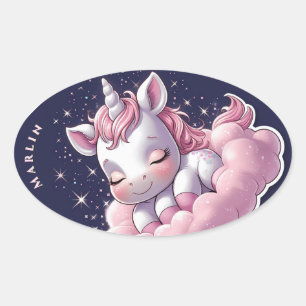 Customizable adorable Pink Unicorn Sticker