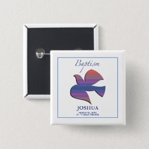 Customizable, Adult Baptism Dove 2 Inch Square Button