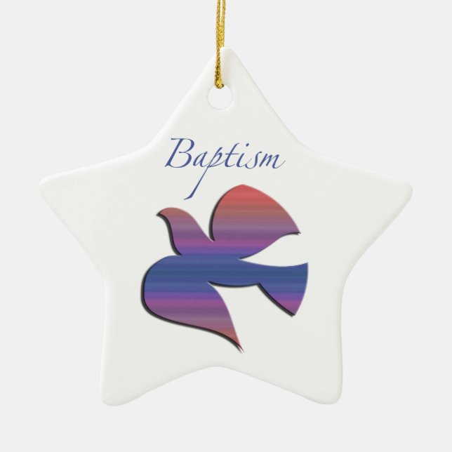Customizable, Adult Baptism Dove Ceramic Ornament (Front)