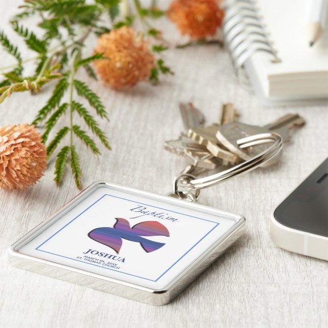 Customizable, Adult Baptism Dove Keychain (Side)