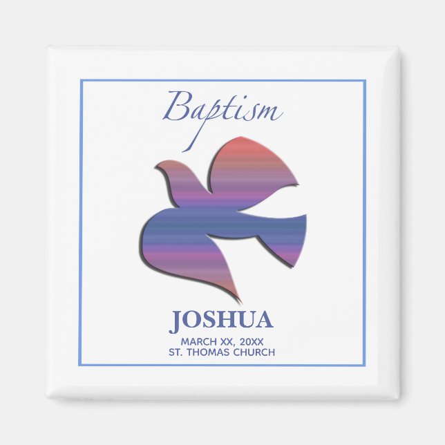 Customizable, Adult Baptism Dove Magnet (Front)