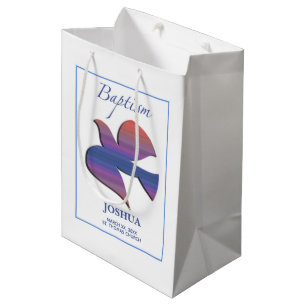 Customizable, Adult Baptism Dove Medium Gift Bag