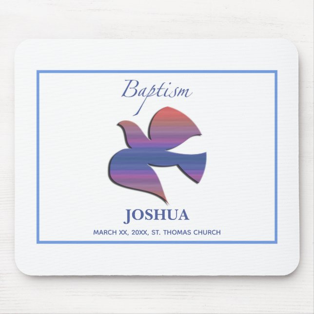 Customizable, Adult Baptism Dove Mouse Pad (Front)