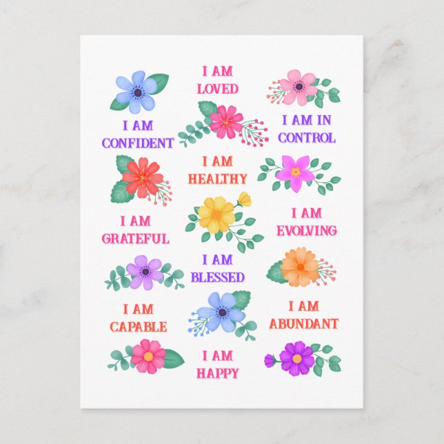 Customizable Affirmation Inspirational Motivation Postcard (Front)