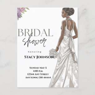 Customizable African-American Bride Bridal Shower Postcard
