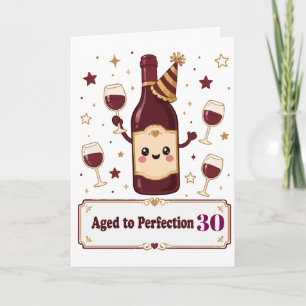 Customizable Aged to Perfection Cute Wine Birthday Card