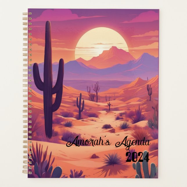 Customizable agenda, planner, name, year, desert (Devant)