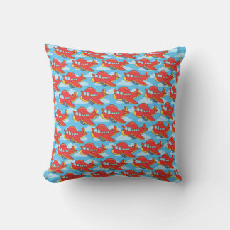 Customizable Airplane and Clouds Wrapping Paper Throw Pillow