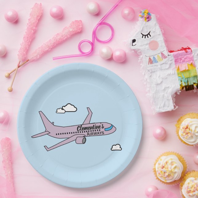 Customizable Airplane  Paper Plate (Party)