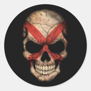 Customizable Alabama Flag Skull Classic Round Sticker