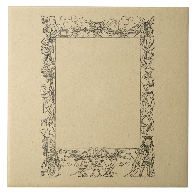 Customizable Alice in Wonderland Frame Vintage Art Tile (Front)