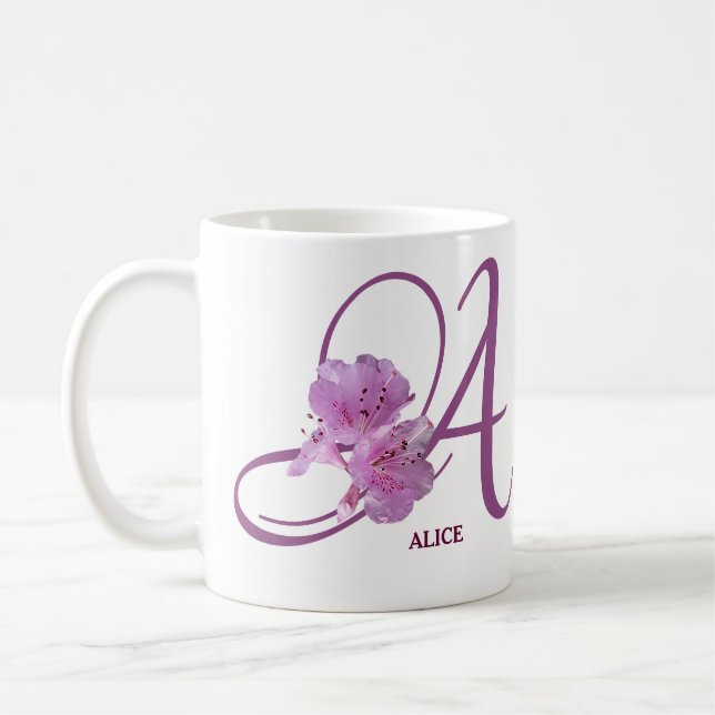 Customizable Alice name pink rose floral cute girl Coffee Mug (Left)