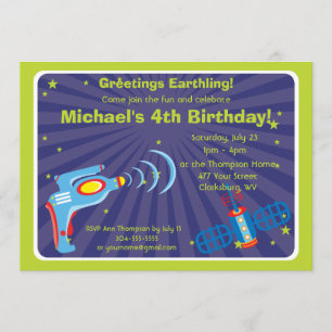 Customizable Alien Ray Gun Invitation