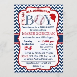 Customizable All Amer Bball Baby Shower Invitation