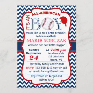 Customizable All Amer Bball Baby Shower Invitation