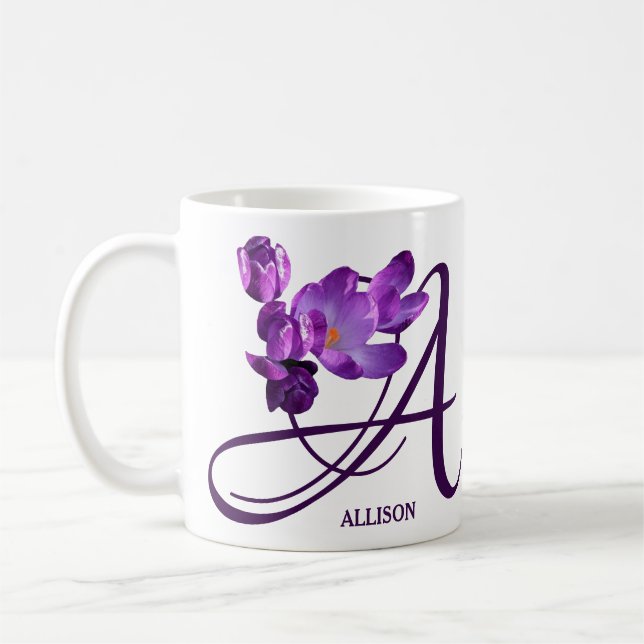 Customizable Allison name hot purple flowers boho  Coffee Mug (Left)