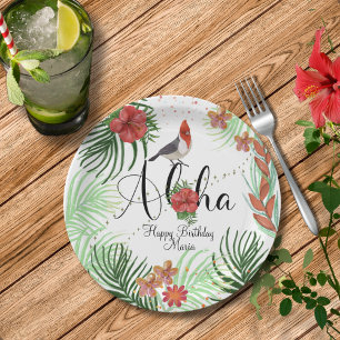 Customizable Aloha Tropical Birthday Party  Paper Plate